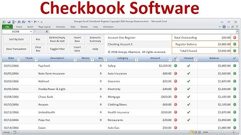Excel Checkbook Register Spreadsheet for Bank Accounts, Credit Cards. Simple Checkbook Software.