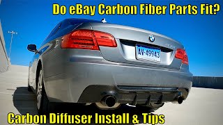 Are Cheap eBay Parts Worth It? Carbon Fiber Diffuser Install | E90 / E92 BMW 335i Mods