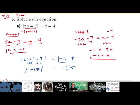PC 20 7.3 #5a Absolute Value Equation with NO SOLUTION