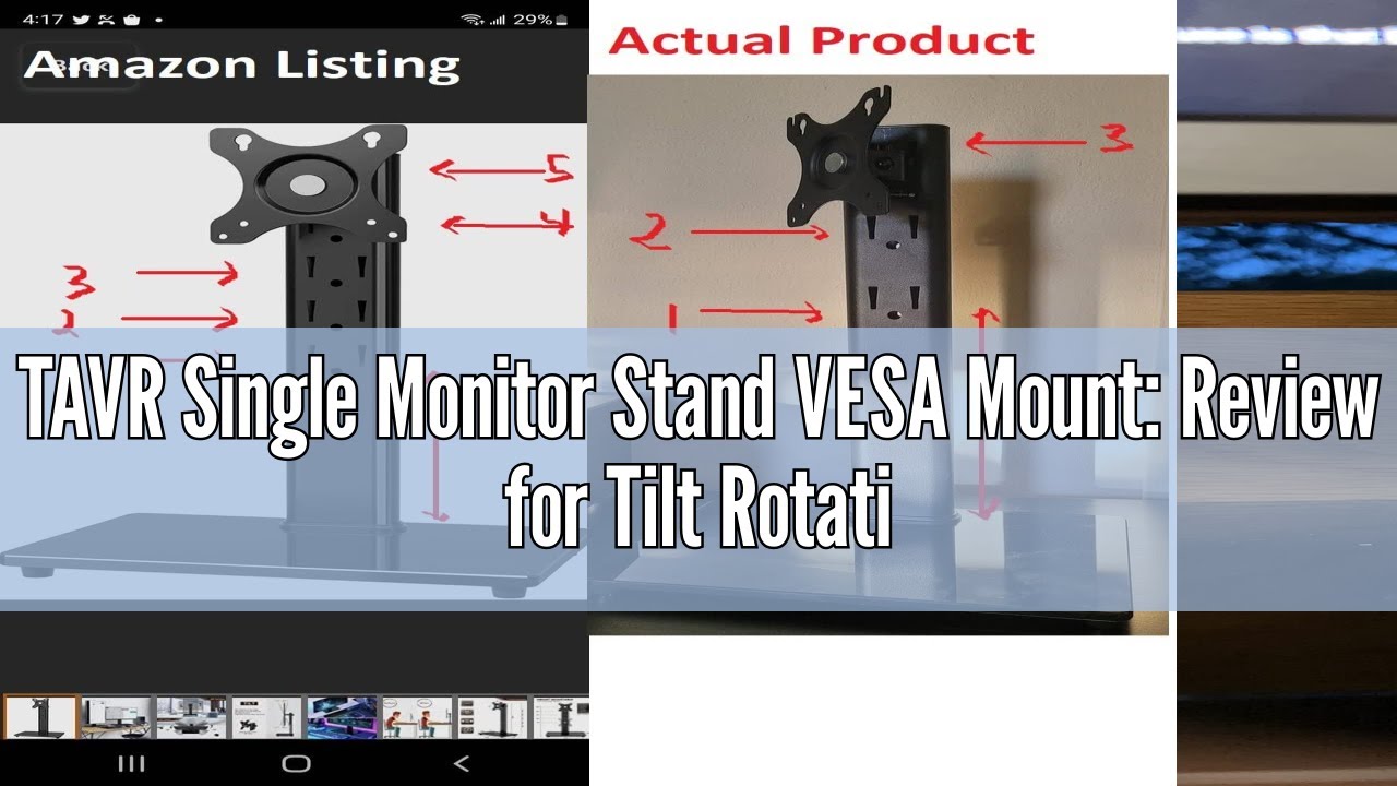 TAVR Single Monitor Stand VESA Mount: Review for Tilt Rotation Height ...