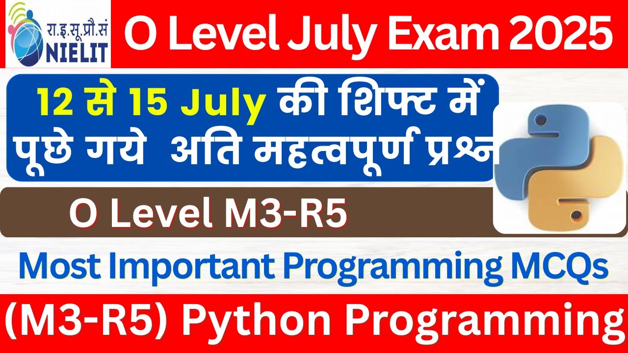 Python Most Important MCQ🔥 | O Level M3-R5 July Exam 2025 | Python Programing MCQs | 