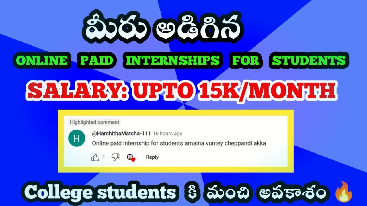 Online Paid Internships for college students | Stipend upto 15k per ...