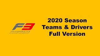 Formula 3 2020 Grid - Teams and Driver Statistics (Full Version)