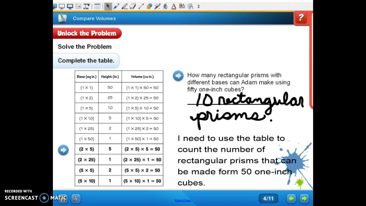 problem solving compare volumes lesson 11 11 answer key