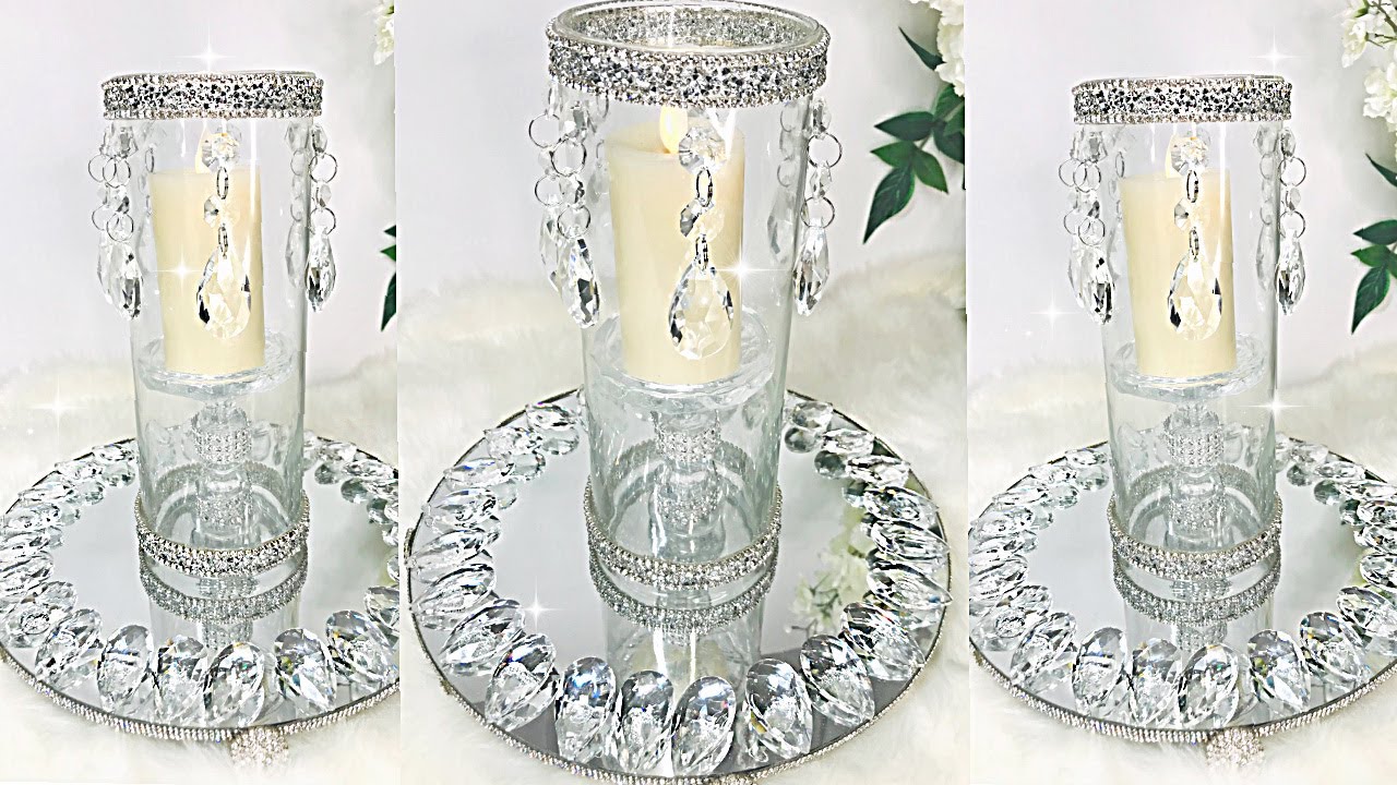 Ваза для свечей с хрустальной люстрой своими руками, декор комнаты своими руками, идеи для оформл...