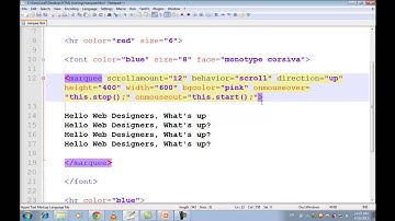 HTML New Video Tutorials in Urdu Hindi part 13 marquee tag