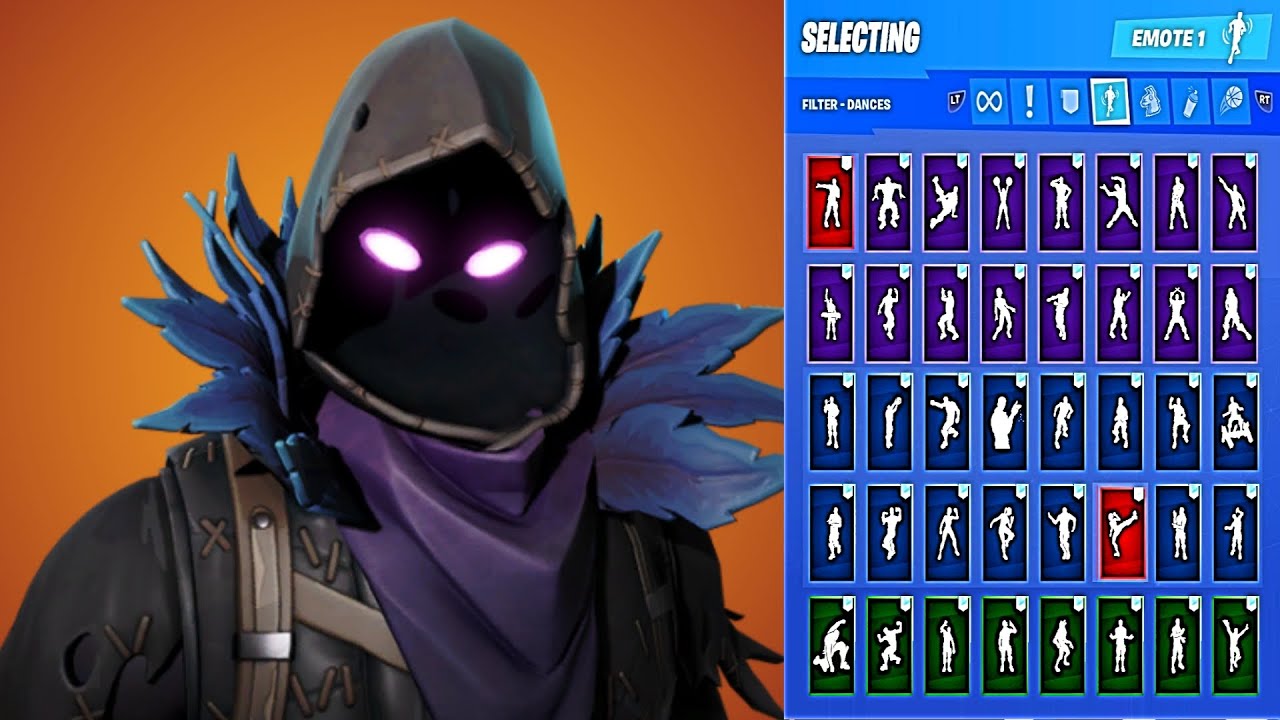 🔥 RAVEN SKIN SHOWCASE WITH ALL FORTNITE DANCES & EMOTES 😱