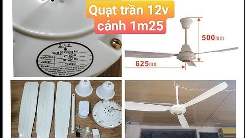 Test - Quạt trần 12v / cánh 1m25 - Tốc độ gió tốt - Tiết kiệm điện - Động cơ ko than bền bỉ