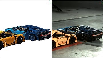 LS-DYNA® simulation vs. real LEGO® crash - Porsche (42056) vs. Bugatti (42083) view right behind