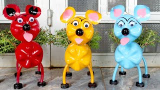 Recycle Plastic Bottles into Cute and Colorful Puppyshaped Flower Pots
