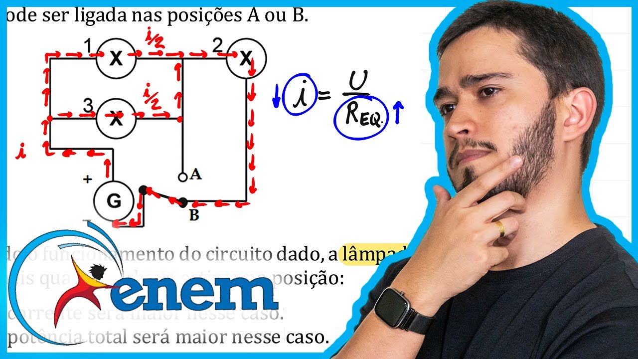 ENEM 2014 - Um sistema de iluminação foi construído com um circuito de três lâmpadas iguais conectad