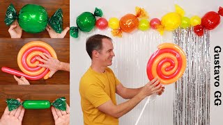 🍬 CANDY BAR PARTY 😋 decoraciones para cumpleaños - decoración con globos - gustavo gg globos