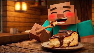 🔥 STEVE COOKS SAN SEBASTIAN CHEESECAKE! 🧀 Cozy Rainy Day (Oddly Satisfying) | Minecraft - Style screenshot 4