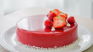 Red Berry Chocolate Mousse Cake. Red Mirror Glaze