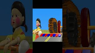 Nick and Tani Troll Miss T vs Scary Neighbors in Wooden Wheel Level max Jump Up Challenge #shorts