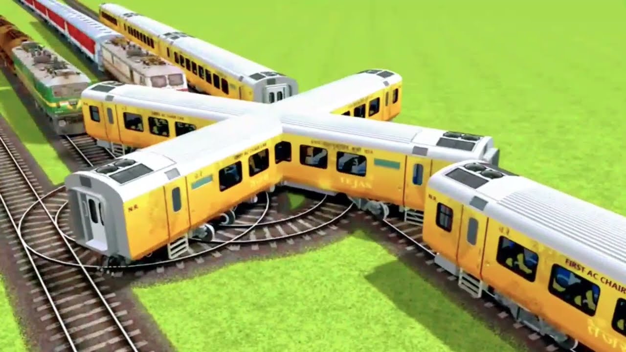 😱IMPOSSIBLE😱 TRAINS CIRCLE TRACK CROSSING ON BUMPY RAILROAD | Trains  Youtube video