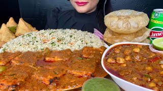 ASMR EATING SAMOSA,VEG FRIEDRICE,PANEER TIKKA MASALA,PURI,CHANNA MASALA *MUKBANG*