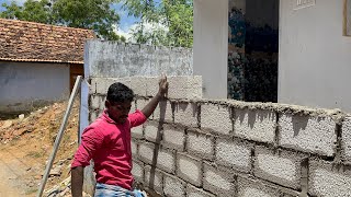 Awesome Hollow Block Compound Wall Construction || Hollow block compound wall perfect construction