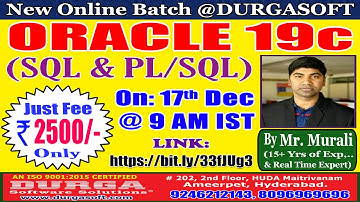 ORACLE 19c Online Training @ DURGASOFT