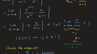Example 3: Finding the interval of convergence for a series and checking the endpoints
