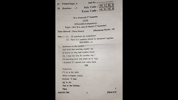 PU CHD / B.A (GENERAL) 3rd semester ENGLISH (Compulsory) 2019