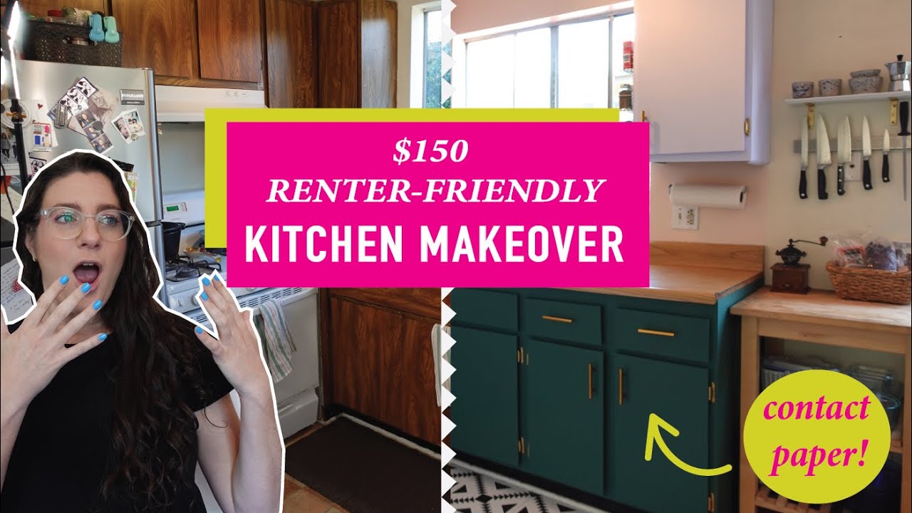 Amazing Er Friendly Kitchen Makeover On A Budget 150 Easy Diy W Contact Paper Cabinets You