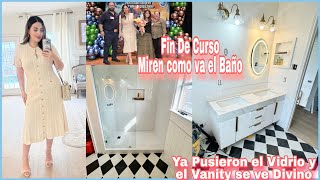 Fin de Curso 🌸 Miren que Bonito se ve el Baño, ya pusieron el vidrio y el Vanity. 