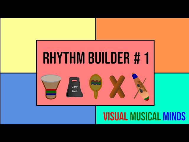 Rhythm Builder #1: Drum, Cow Bell, Maraca, Claves, Guiro class=