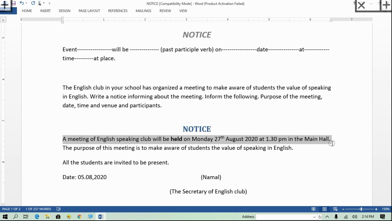 notices writing - YouTube