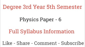 Degree 3rd Year 5th Semester Physics Paper - 6 Syllabus | Telugu Trending World
