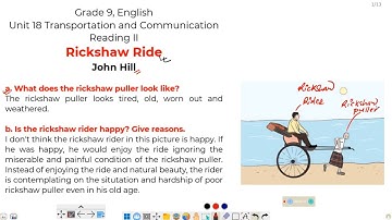 Grade 9, English Unit 18 Rickshaw Ride Summary, Explanation and Exercise