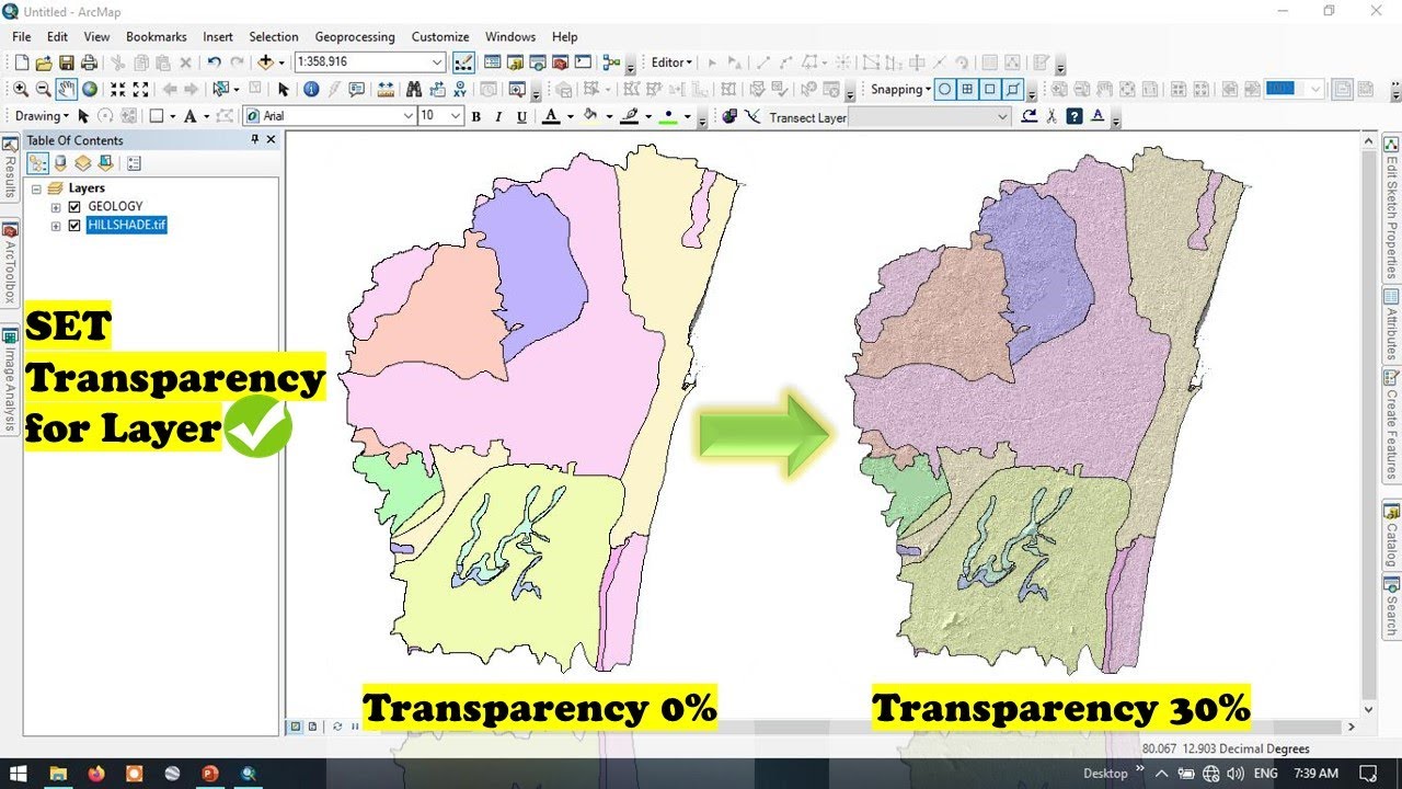 How To Make A Layer Transparent In Arcgis Raster And Shapefile Youtube