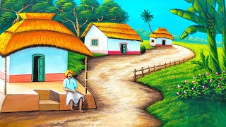 Beautiful Indian village drawing and painting very easy | painting 508 by Easy paint with Biswanath 8,376 views 3 months ago 12 minutes, 48 seconds