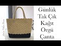 Günlük Tak Çık Kağıt İp Örgü Çanta Tarifi - Part 1