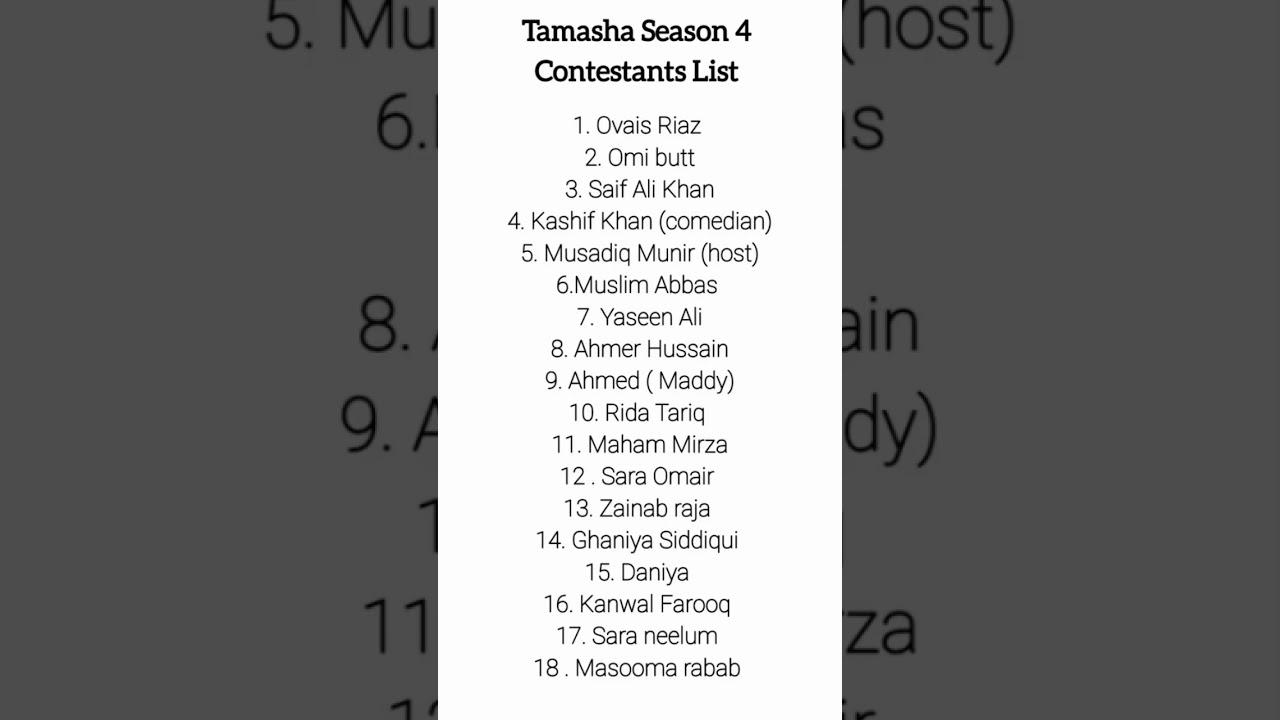 Full 18 Contestants List of Tamasha Season 4 