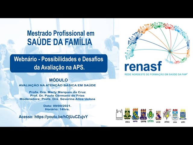 Webnário - Possibilidades e Desafios da avaliação na APS.