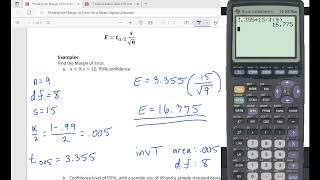 Finding the Margin of Error for a Mean, Sigma Unknown