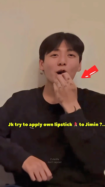Jk force Jimin to apply own lipstick 💄 ? #bts #shorts