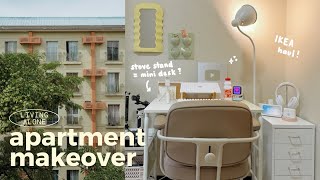 small apartment makeover 🍳 budget desk setup, ikea + appliance haul, living alone in manila