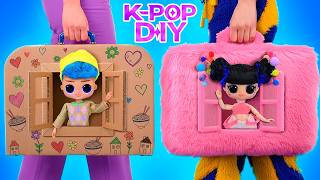 Mala vira casa de bonecas K-Pop! DIY com papelão e pelúcia para bonecas