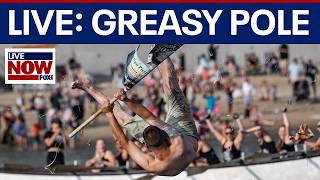 LIVE: St. Peter's Greasy Pole competition in Gloucester, Massachusetts