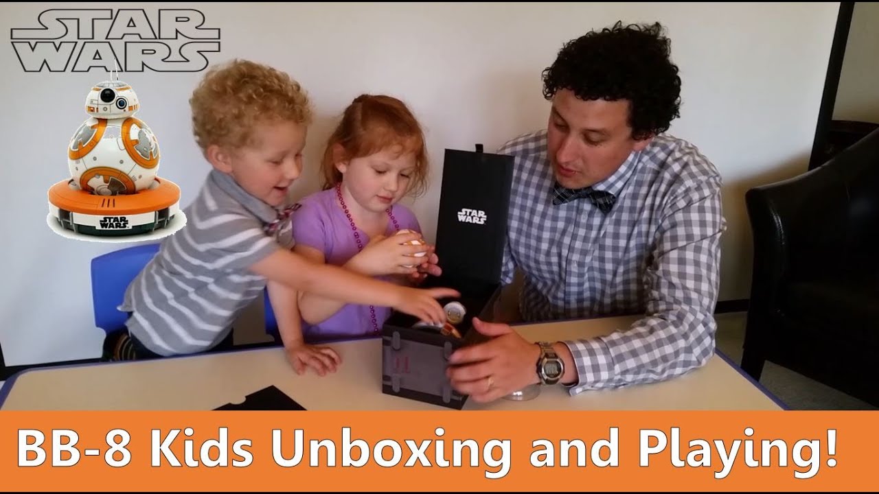 Kids Unboxing and Playing with BB-8 Droid Robot from Star Wars: The Force Awakens - Super Fun!