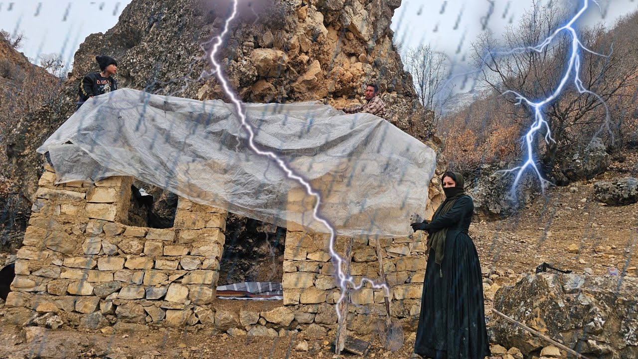 Cave life in the mountains: A family's struggle to survive under the rain 🌧️ and a severe storm
