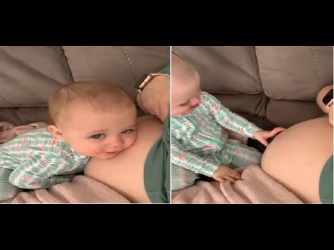 Sweet toddler preciously kisses mommy’s pregnant belly #Shorts