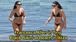Francesca Allen In Tiny Black Bikini At Beach In Ibiza