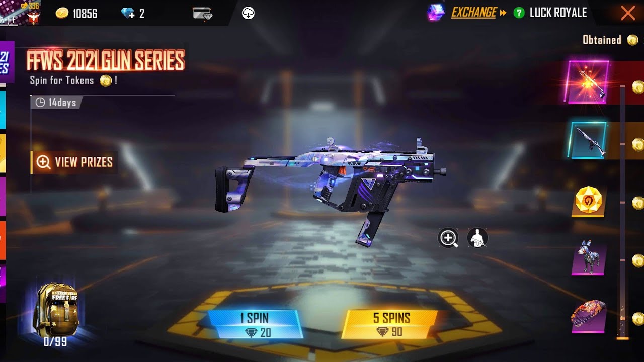 Free fire new luck royal new gun skin in free fire || ffws 2121  series || gd rasel gaming