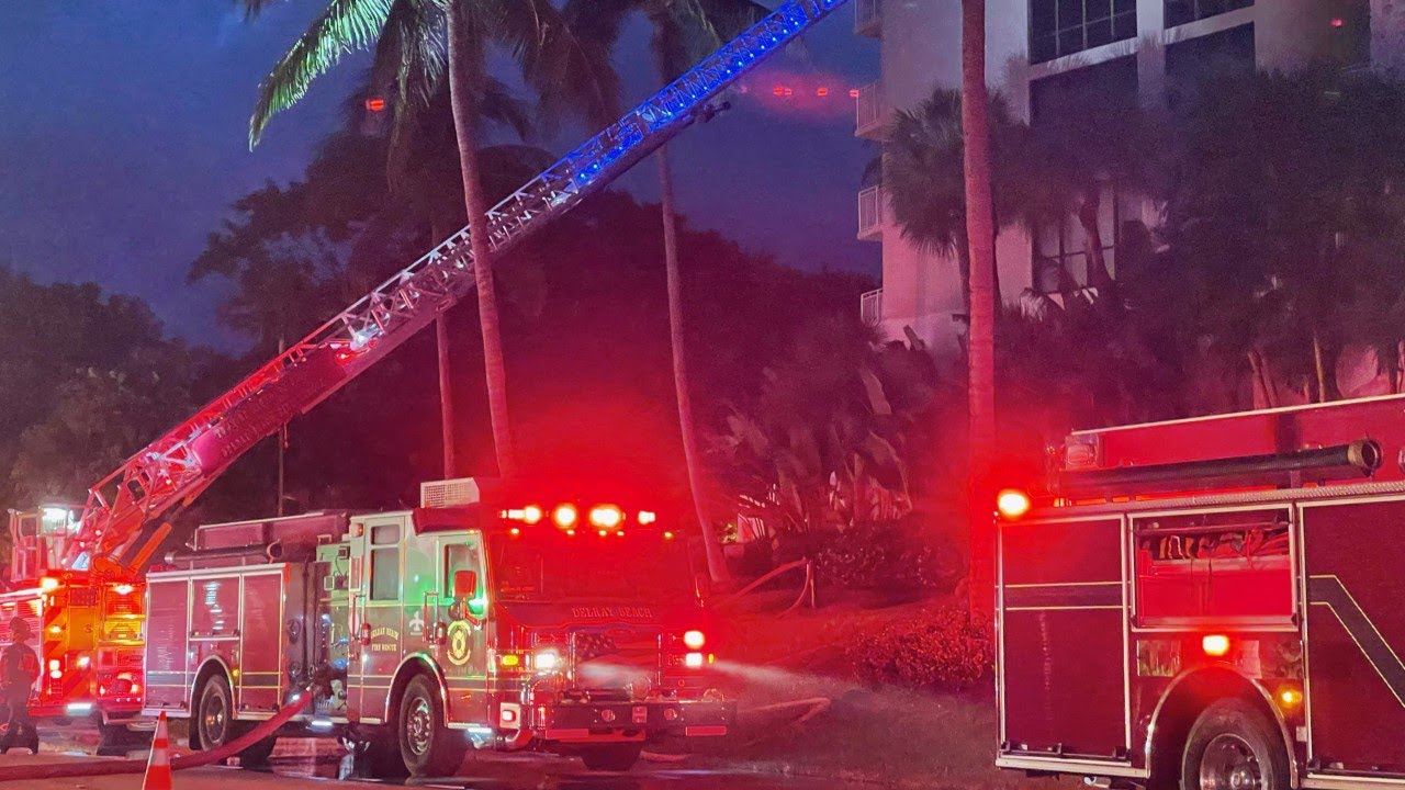 Residents evacuated after fire at Delray Beach high-rise building - YouTube