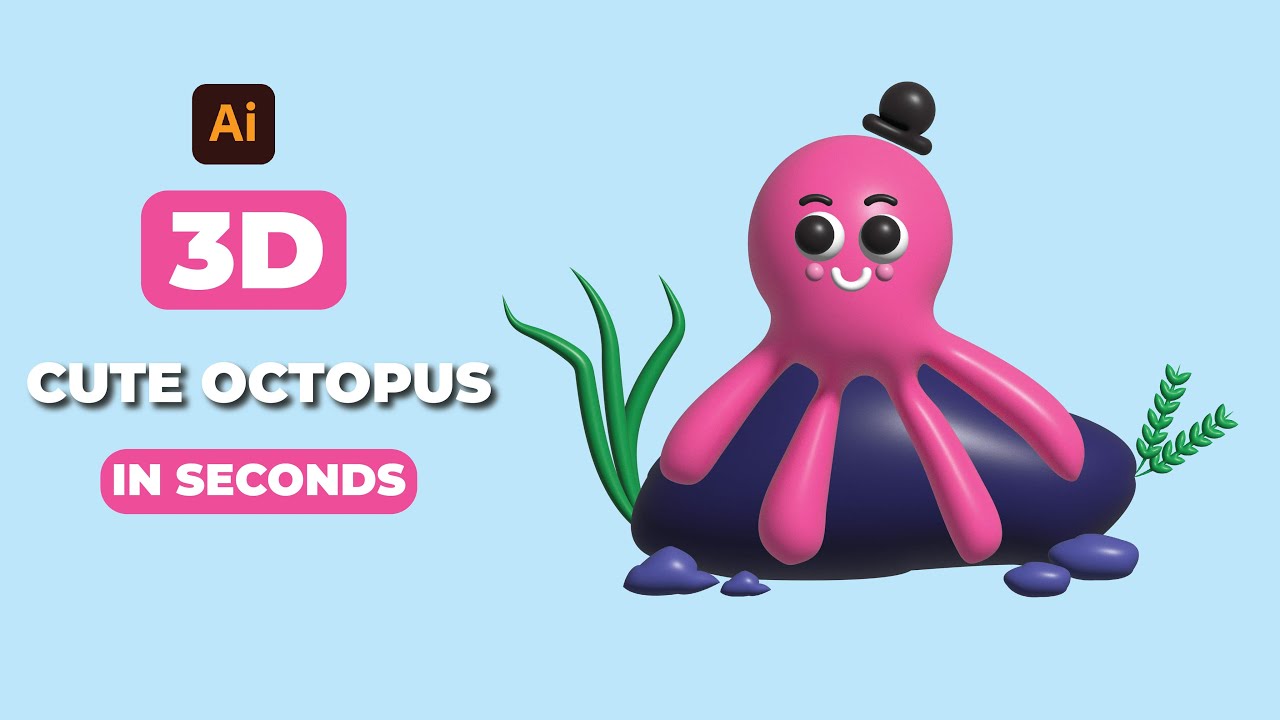HOW TO MAKE 3D OCTOPUS IN MINUTE IN ADOBE ILLUSTRATOR - YouTube