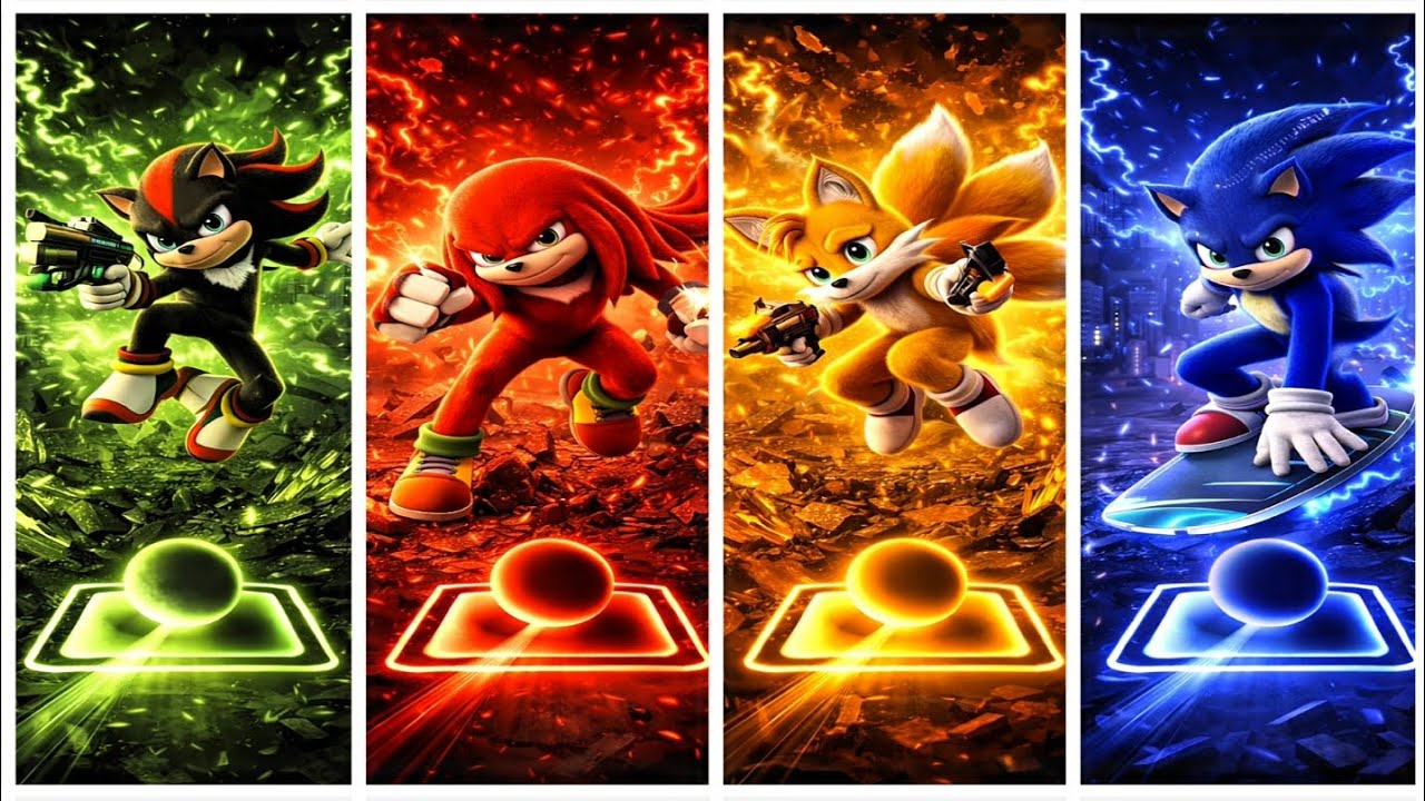 Epic Color VS Battle ⚡ Black Sonic 🖤 VS Red Sonic ❤️ VS Yellow Sonic 💛 VS Blue Sonic 💙 | Tiles Hop