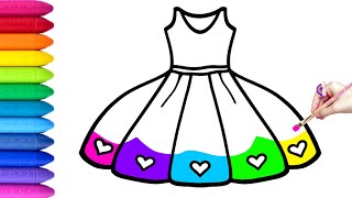 Easy Dress Drawing,Painting and Coloring for Kids & Toddlers|How to Draw Easy Dress
